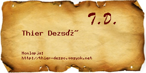 Thier Dezső névjegykártya